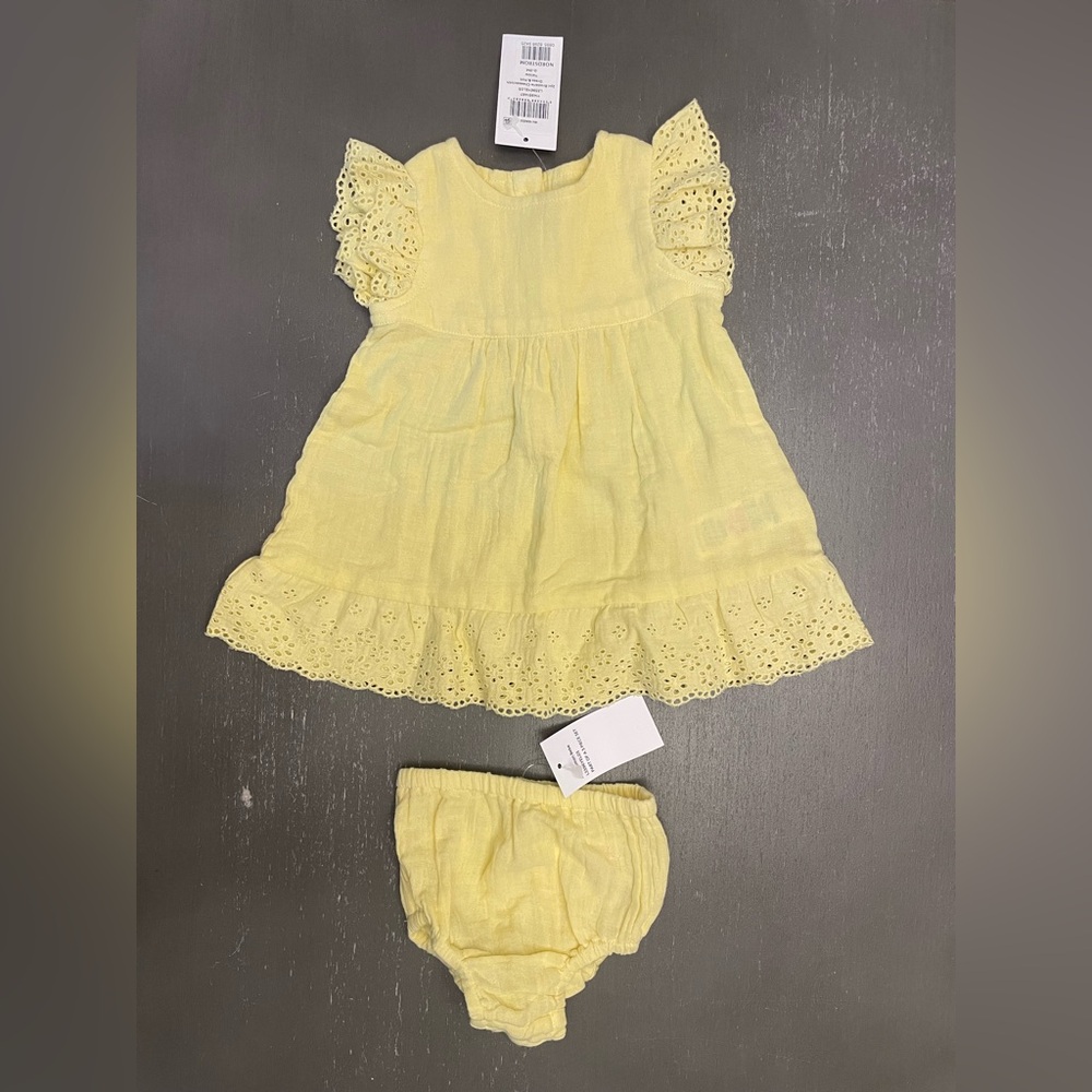 JoJo Maman Bebe Yellow Eyelet Dress Set
